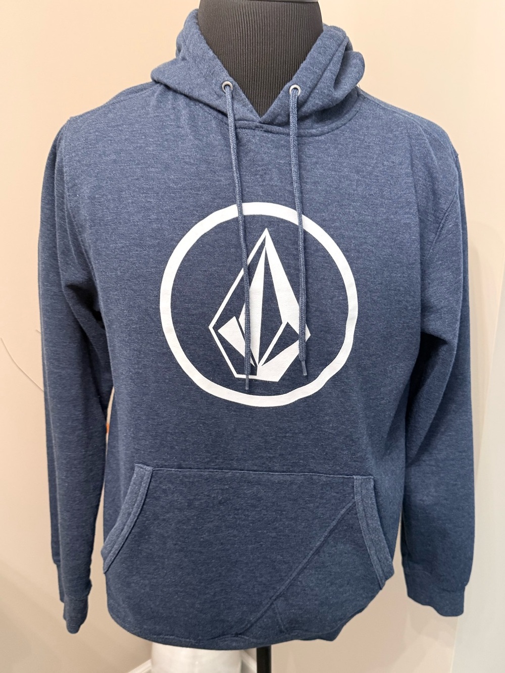 Volcom Brass Tacks Logo Pull Over Hoodie Sweatshirt Men’s Sz L Navy Heather